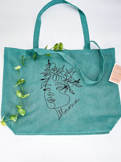 Whimsical Mama  Tote - Washed Emerald