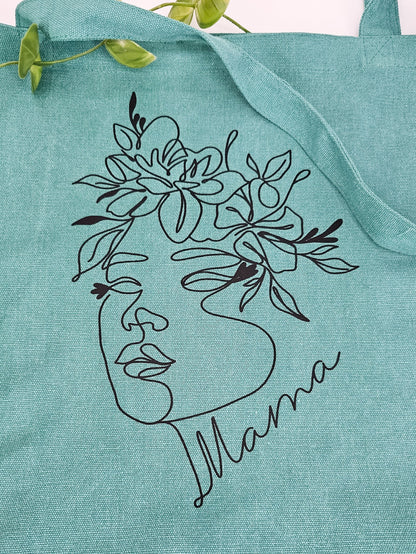 Whimsical Mama  Tote - Washed Emerald