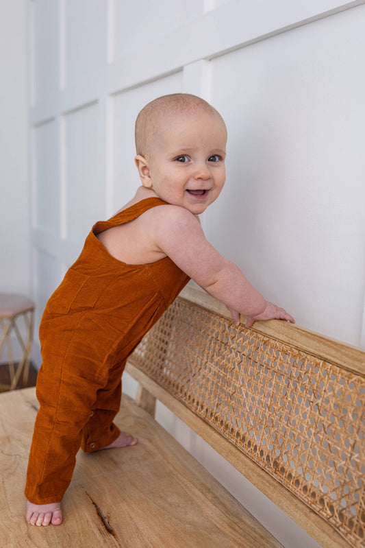 Corduroy Baby Overalls - Spice