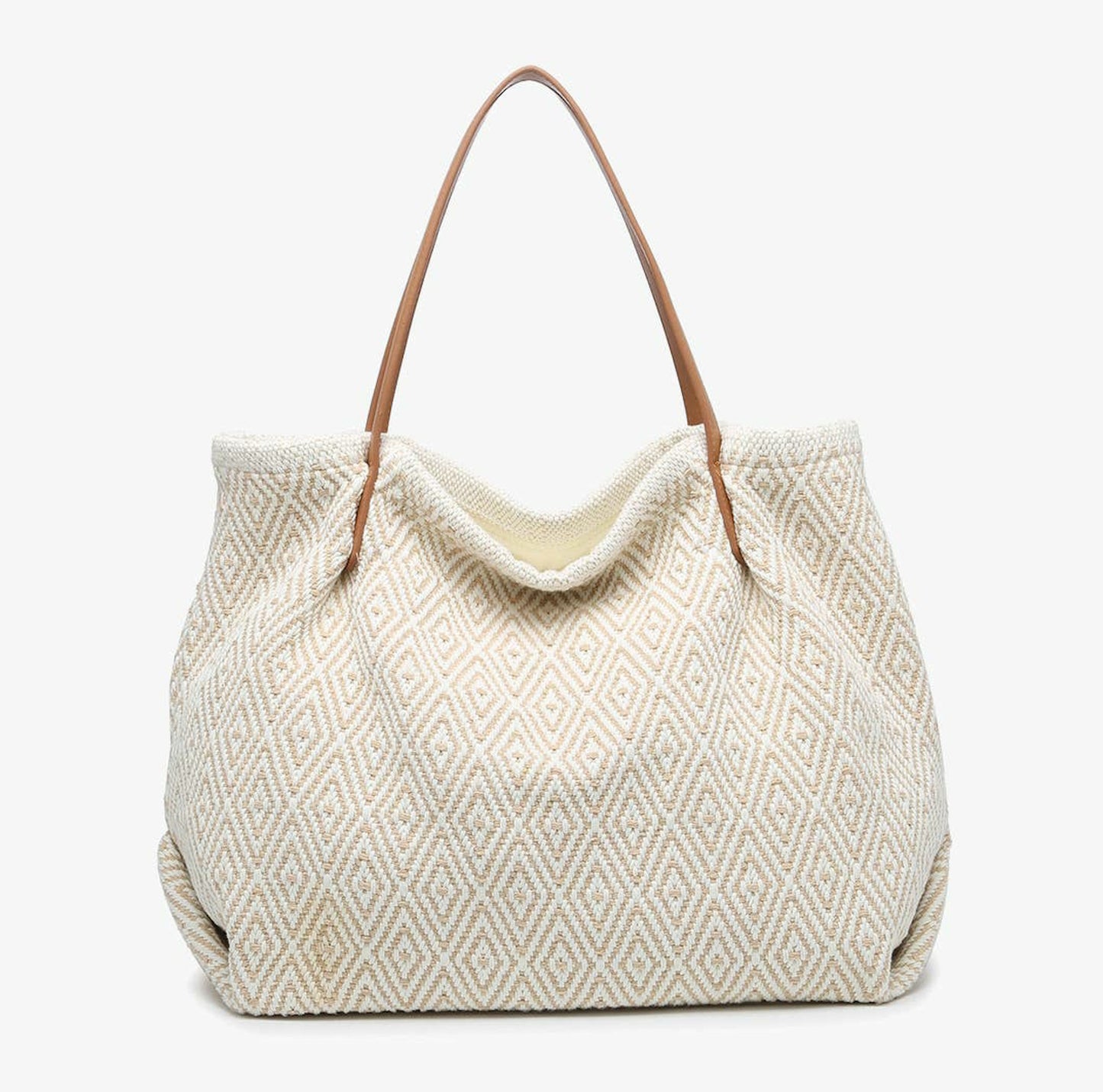 Danielle Boho Tote - Beige and White