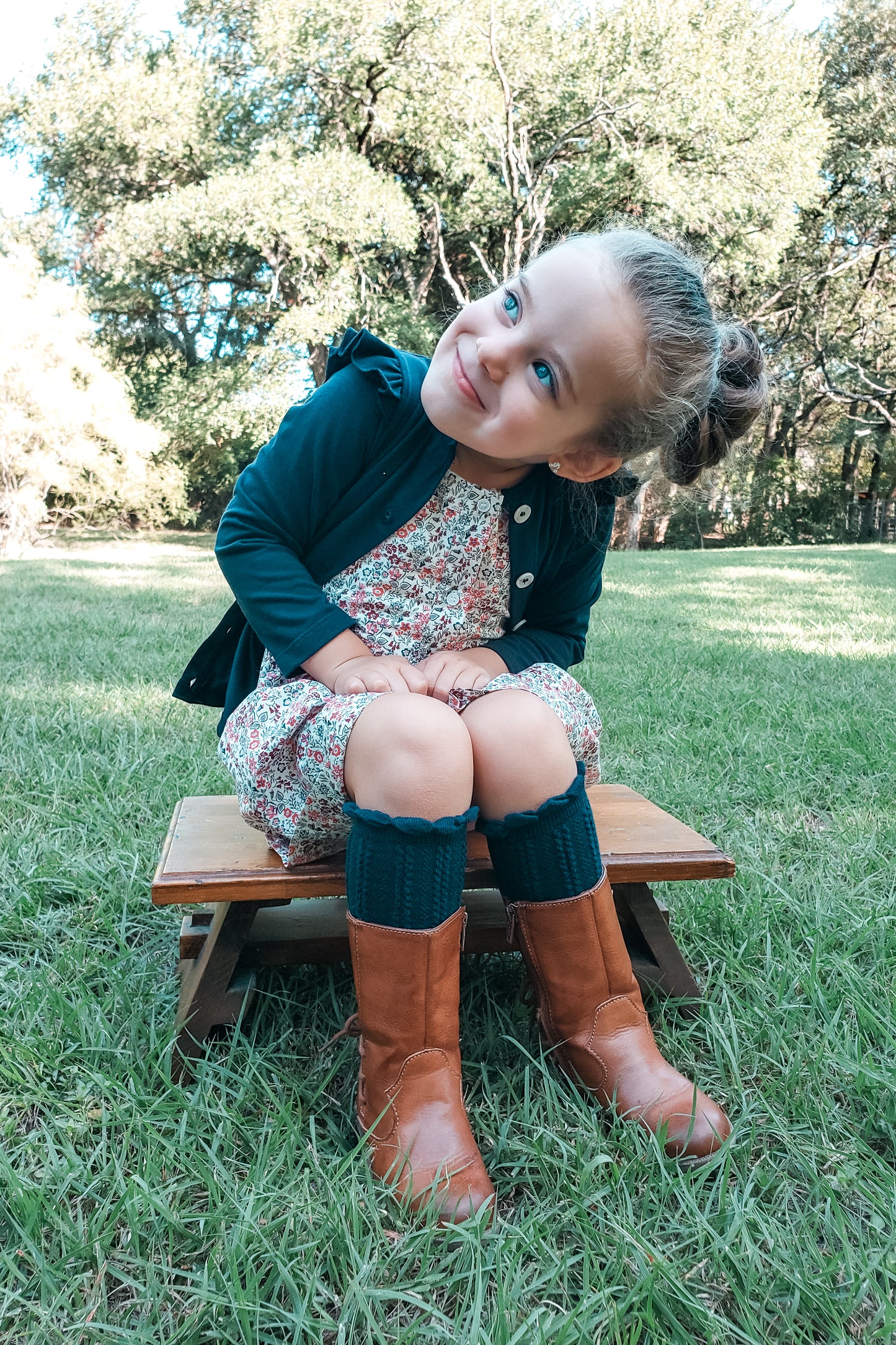 Navy Cable Knit Knee Socks