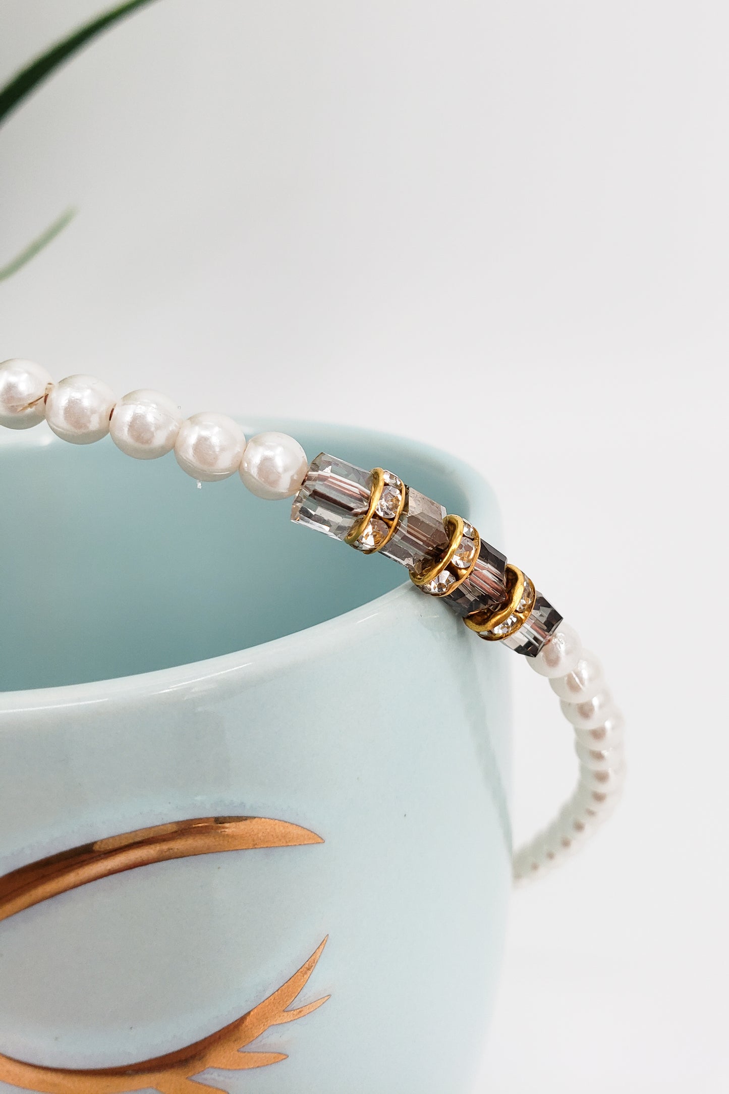 Pearl/Amber Jeweled Headband