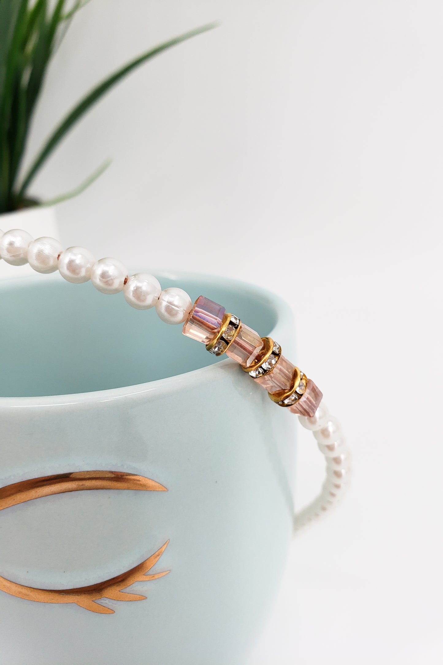 Pearl/Rose Jeweled Headband