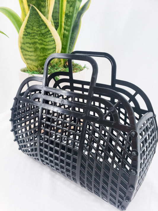 Retro Jelly Basket Tote - Black