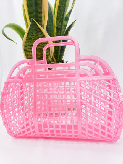 Retro Jelly Basket Tote - Pink