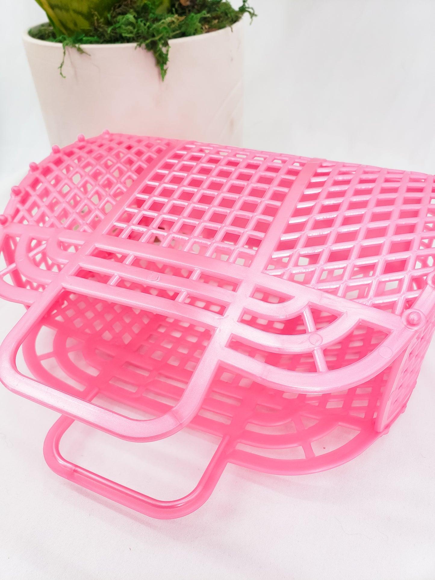 Retro Jelly Basket Tote - Pink