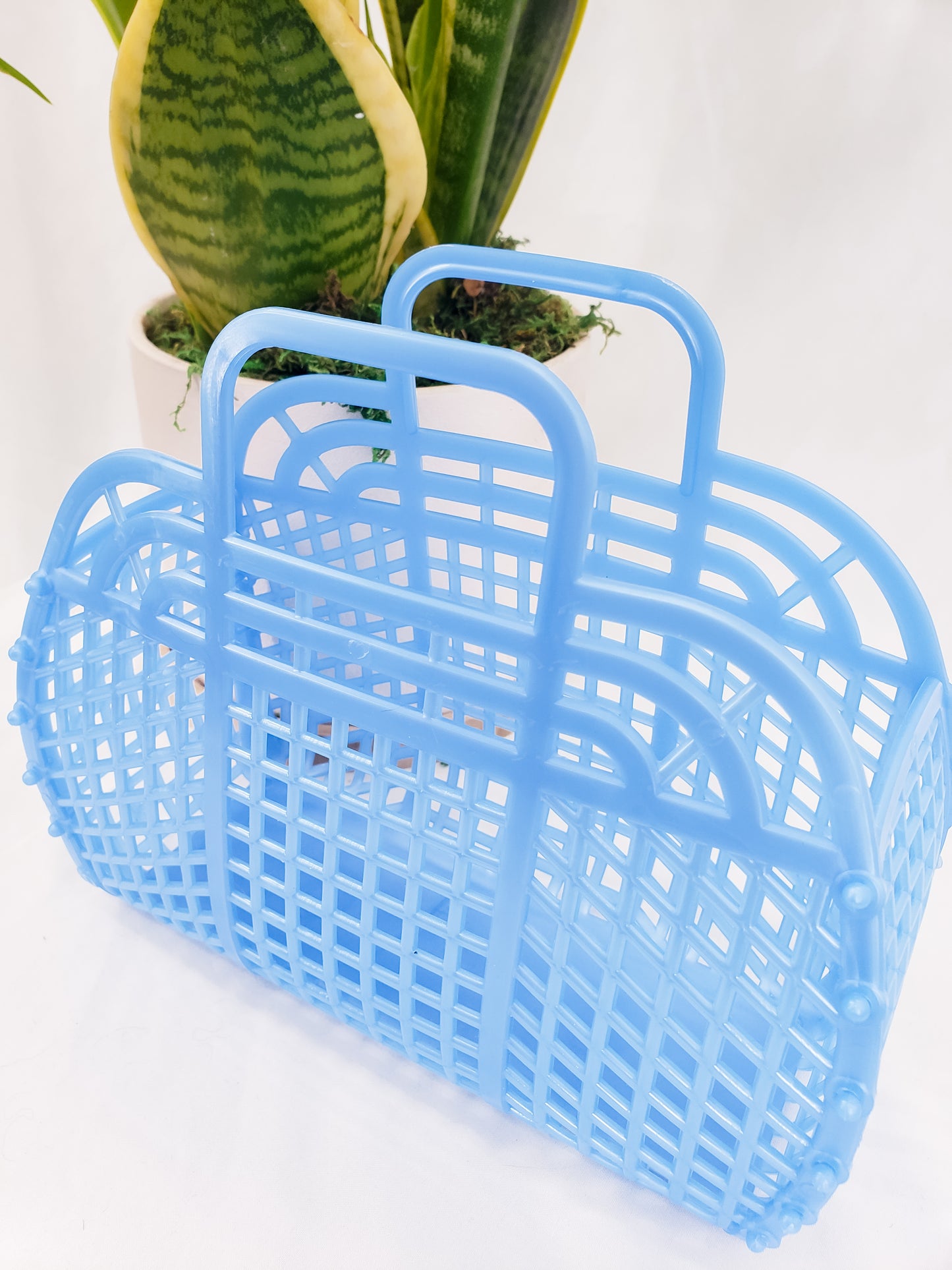 Retro Jelly Basket Tote - Blue