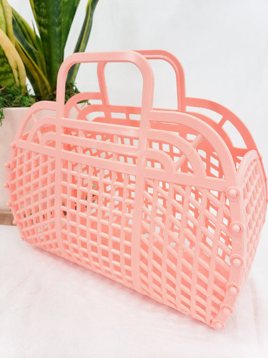 Retro Jelly Basket Tote - Peach