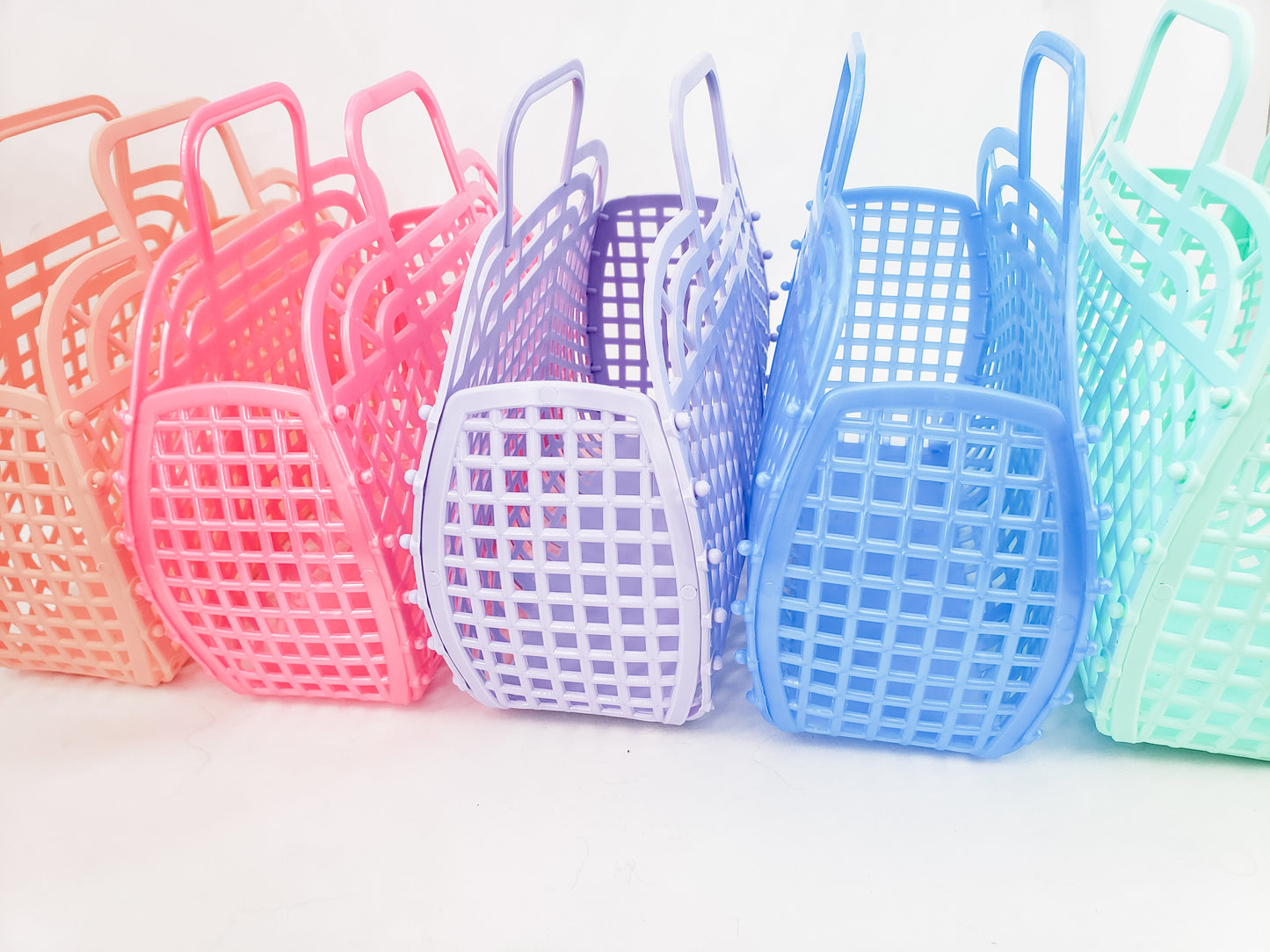 Retro Jelly Basket Tote - Blue