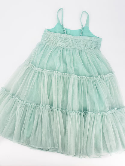 Soft Aqua Beaded Twirl Dress