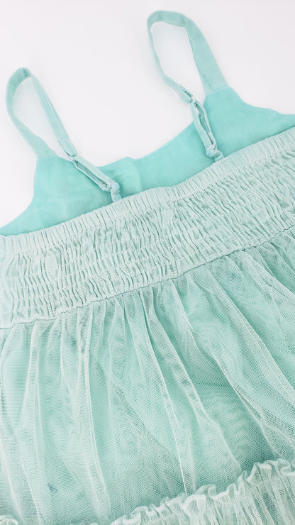 Soft Aqua Beaded Twirl Dress