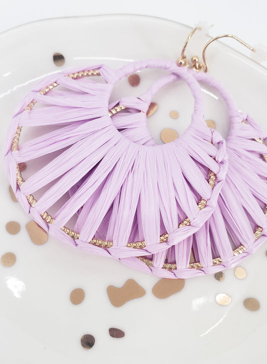 Lilac Raffia Hoops