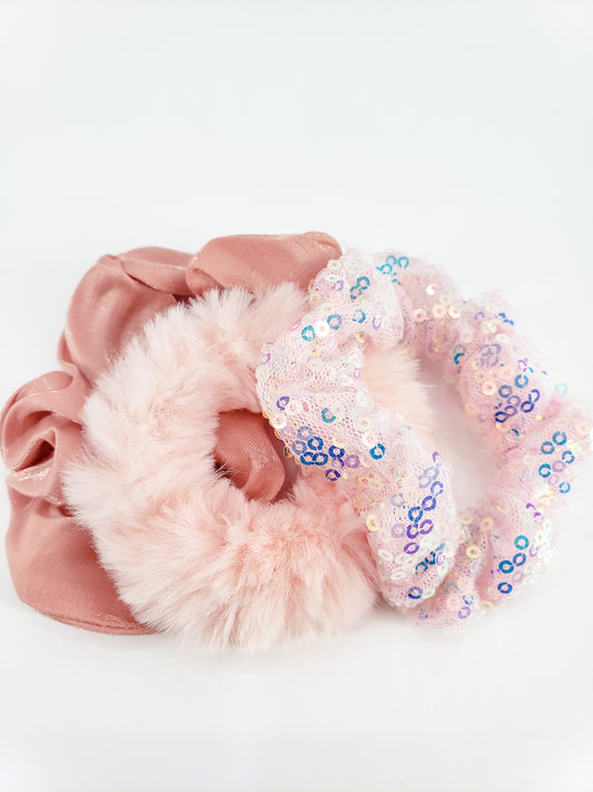 Pink Scrunchie Trio